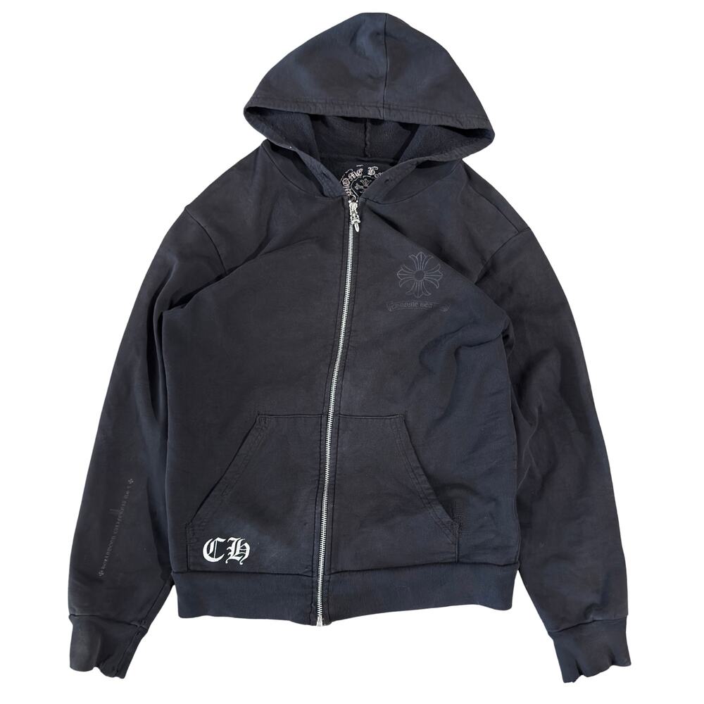 Chrome Hearts Black on Black Cross Logo Zip Hoodie Medium Made USA Vintage